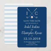 Golfclubs Blauw Monogram Trouw Save the Dates Date (Voorkant / Achterkant)
