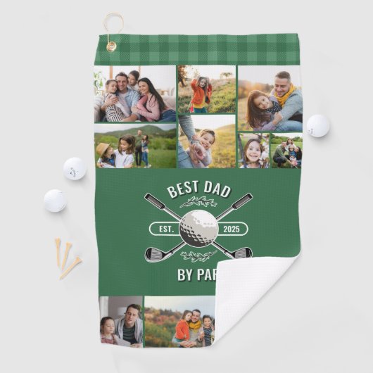 Golfclubs en bal 10 foto's Best Dad by Par Golfhanddoek (Insitu)