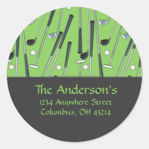 Golfclubs Ontwerp 2 Adresetiketten/Stickers Ronde Sticker