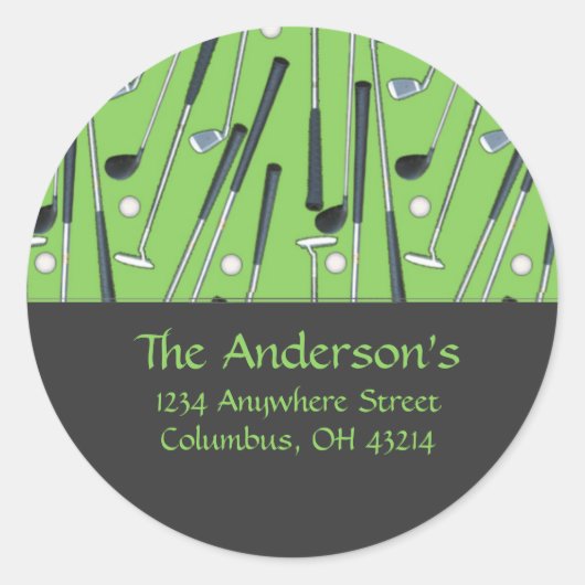 Golfclubs Ontwerp 2 Adresetiketten/Stickers Ronde Sticker (Voorkant)