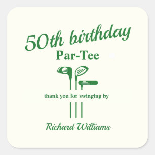 Golfclubs Thema Par Tee 50ste Verjaardagsfeestje Vierkante Sticker