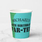 Golfcursus Birthday T-shirt met naam Papieren Bekers (Links)