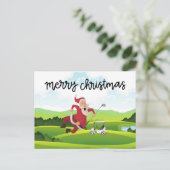 Golfcursus en kerstkerstmis feestdagenkaart (Staand voorkant)