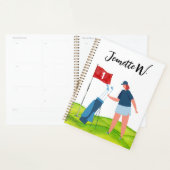 Golfcursus met vrouwelijke golfer planner (Display)