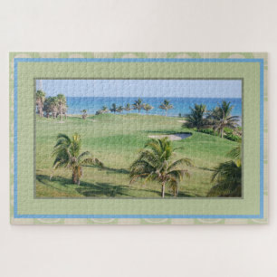 Golfcursus op de strand palmboom legpuzzel