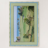 Golfcursus op de strand palmboom legpuzzel (Verticaal)