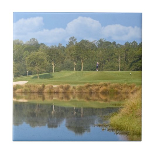 Golfcursus over de groene tegel tegeltje (Voorkant)