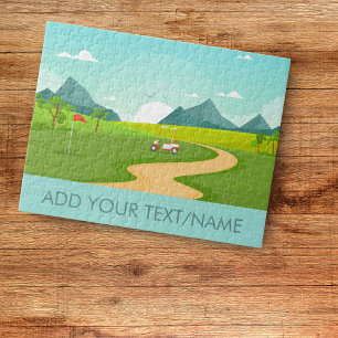 Golfcursus Vlag Vlag Landschap Aangepaste tekst Legpuzzel