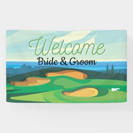 Golfcursus Welkom bruiloft Spandoek (Horizontaal)