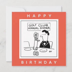 Golfdiner heeft bestek in golfkarretje Cartoon Kaart