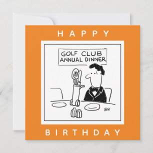 Golfdiner heeft bestek in golftrolley Cartoon Kaart