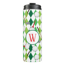 Golfen Argyle patroon Golfer Monogram Thermosbeker