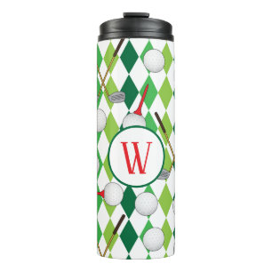Golfen Argyle patroon Golfer Monogram Thermosbeker