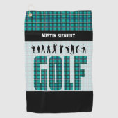 Golfen - Blauwgroen Golfhanddoek (Voorkant)