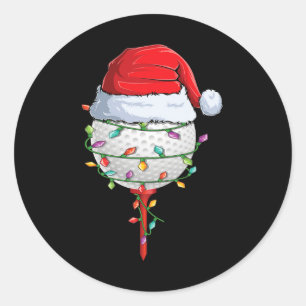 Golfen Kerst Pyjama Leuke vakantie Golf Ball San Ronde Sticker