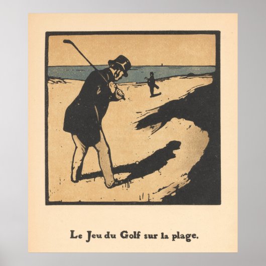 Golfen op het strand -  Golfprint Poster (Voorkant)