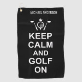 Golfen Quote Houd kalm en golf op aangepaste golfe Golfhanddoek (Voorkant)