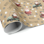 Golfen Santa op Ginger Ale Brown Cadeaupapier (Rol Hoek)