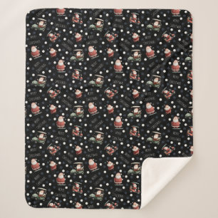Golfen Santa op zwart Sherpa Deken
