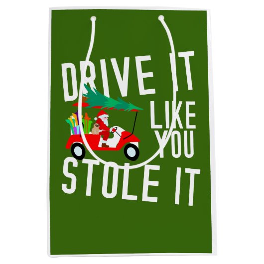 Golfen Sinterklaas op een Golfkar voor Kerstmis Medium Cadeauzakje (Voorkant)