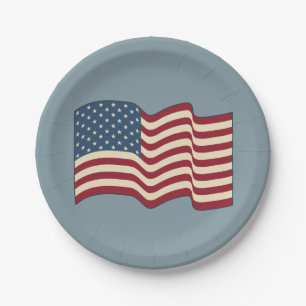Golfende Amerikaanse Vlag Papieren Borden Bordje