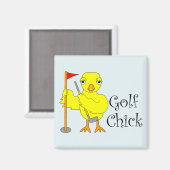 Golfende Chick Text Magneet (Voorkant / Achterkant)