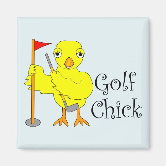 Golfende Chick Text Magneet (Voorkant)