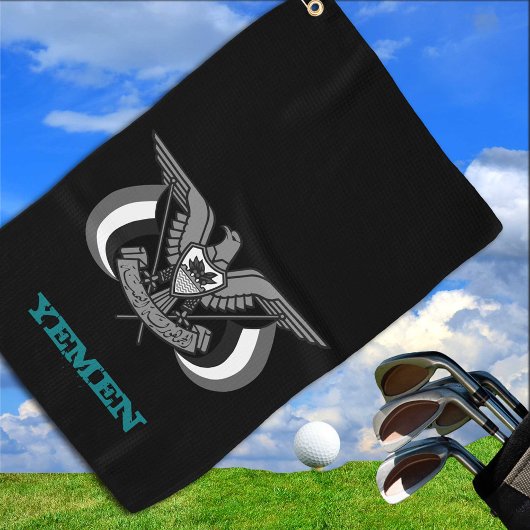 Golfende jemen en jemenitische wapenschild/vlag golfhanddoek