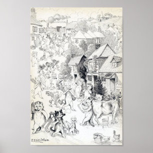 Golfende katten, Louis Wain Poster