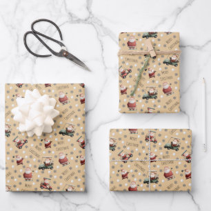 Golfende Kerstman op Zand Inpakpapier Vel