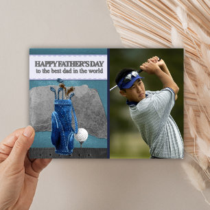 Golfende Vader Golfer Foto Gelukkige Vaderdag Kaart