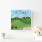 Golfende Vaderdag wandklok Vierkante Klok (Huis)