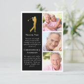 Golfer 3 foto sympathie begrafenis bedankkaart (Staand voorkant)