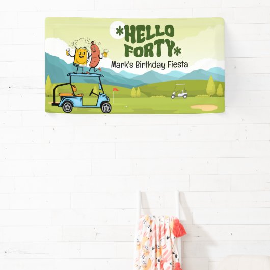 Golfer 40e verjaardagsfeest spandoek (Insitu)