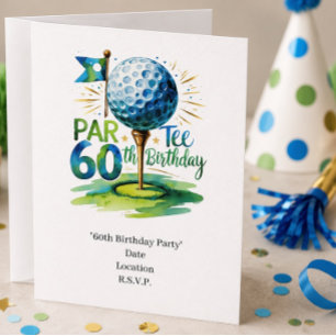 Golfer 60ste verjaardag met golfbal op tee kaart
