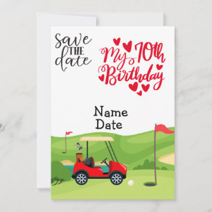 Golfer 70th Verjaardag met golfkar Save the Date Kaart
