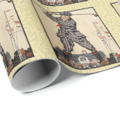 Golfer  Antiek Golfen Cadeaupapier (Rol Hoek)