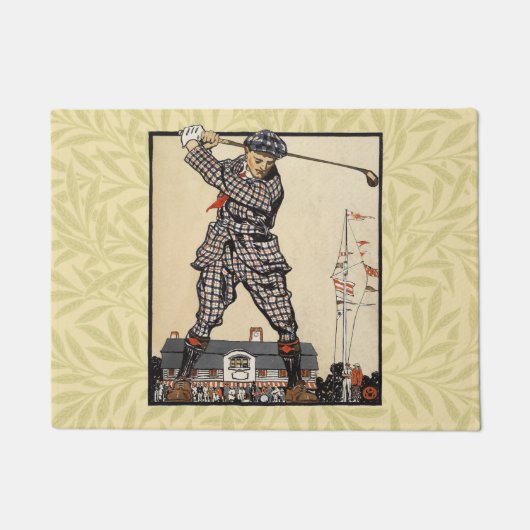 Golfer Antiek Golfen Deurmat (Voorkant)