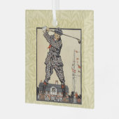 Golfer  Antiek Golfen Glas Ornament (Voorkant links)