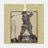 Golfer  Antiek Golfen Glas Ornament (Achterkant)