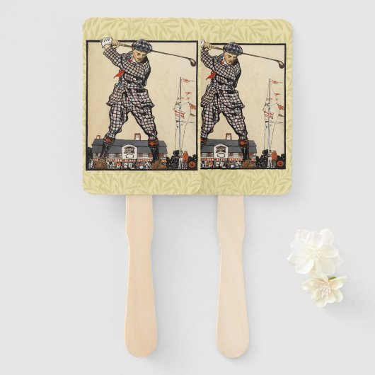 Golfer Antiek Golfen Handwaaier (Voorkant en achterkant)