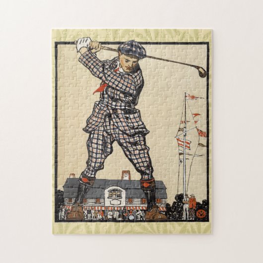 Golfer  Antiek Golfen Legpuzzel (Verticaal)