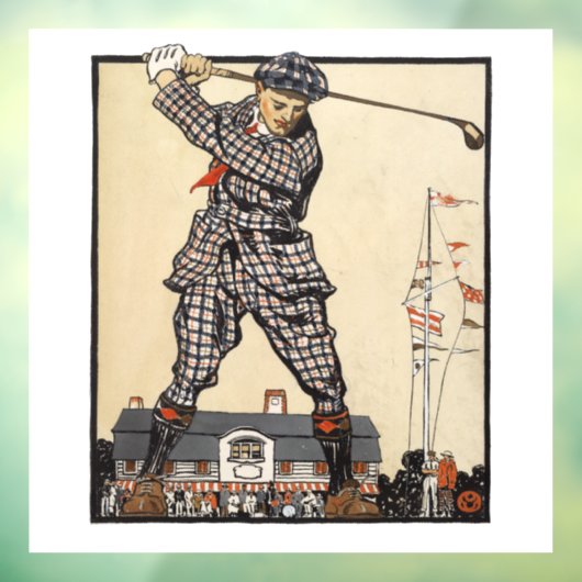 Golfer  Antiek Golfen Raamsticker (Vel 3)