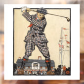 Golfer  Antiek Golfen Raamsticker (Vel 2)