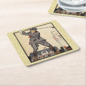 Golfer  Antiek Golfen Vierkante Kartonnen Onderzetter (Schuin)