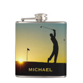 Golfer at Sunset Personalised Heupfles (Voorkant)
