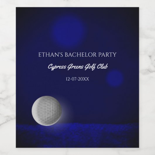 Golfer Bachelor party blauwe golfbal golfbaan Wijn Etiket (Enkel label)
