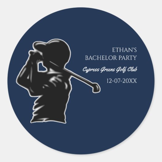 Golfer Bachelor Party Golfreis Klassiek Stijlvol Ronde Sticker (Voorkant)