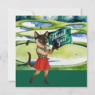 Golfer bedankkaart voor kattenliefhebbers