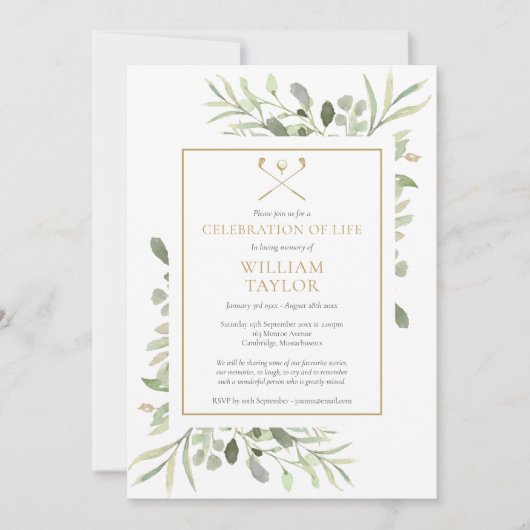 Golfer begrafenis viering van het leven groen kaart (Voorkant)